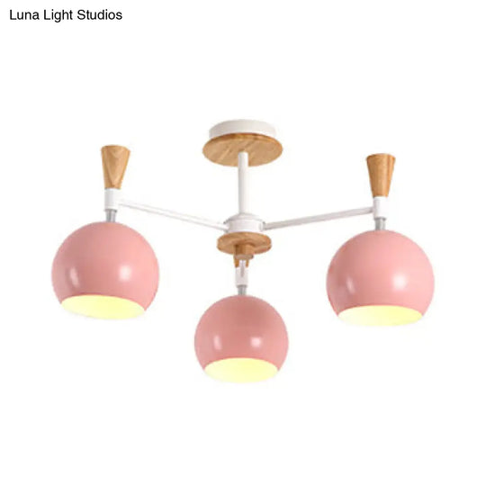 Stylish Hanging Chandelier With Metal Dome And 3 Bulbs - Perfect For Dining Room