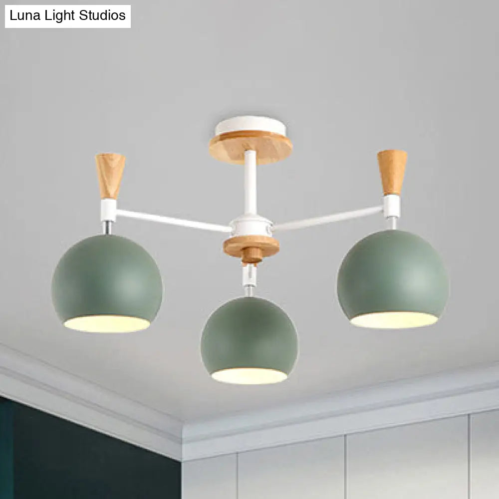 Stylish Hanging Chandelier With Metal Dome And 3 Bulbs - Perfect For Dining Room