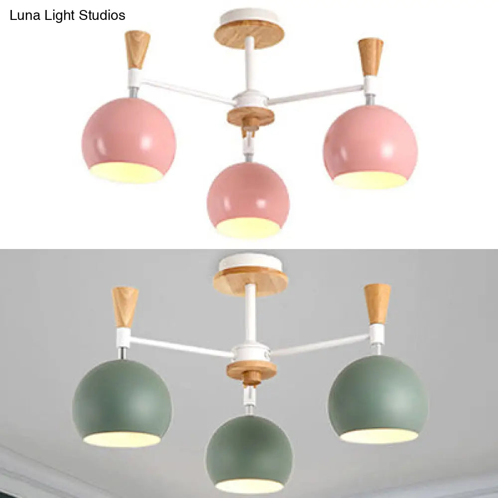 Stylish Hanging Chandelier With Metal Dome And 3 Bulbs - Perfect For Dining Room