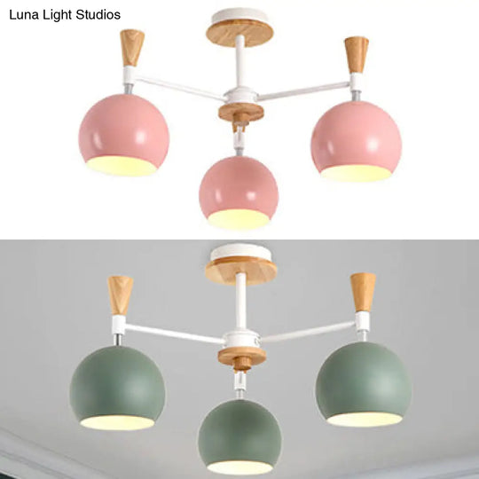 Stylish Hanging Chandelier With Metal Dome And 3 Bulbs - Perfect For Dining Room