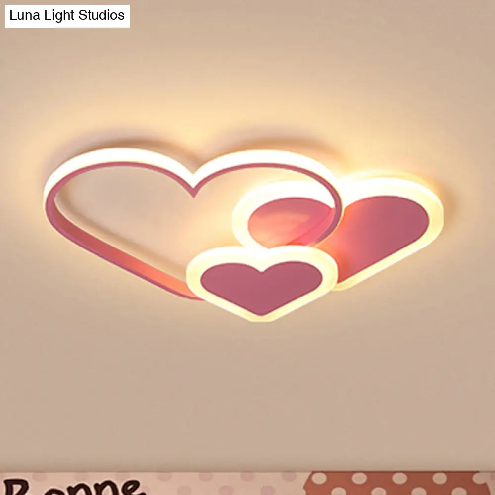 Stylish Heart Ceiling Light For Kindergarten With Acrylic Led Flush Mount