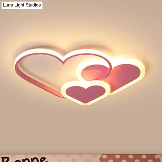 Stylish Heart Ceiling Light For Kindergarten With Acrylic Led Flush Mount