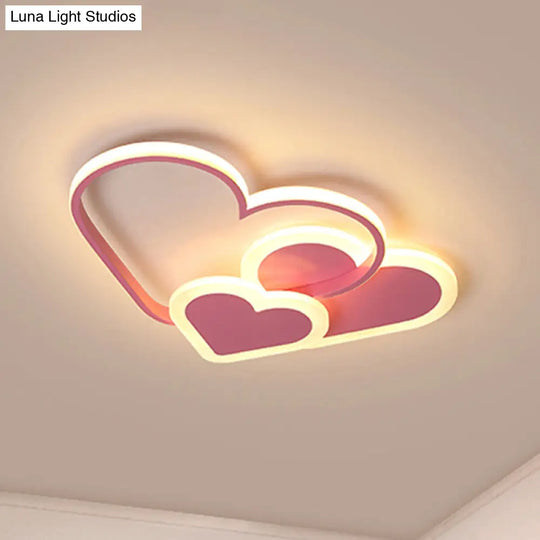 Stylish Heart Ceiling Light For Kindergarten With Acrylic Led Flush Mount