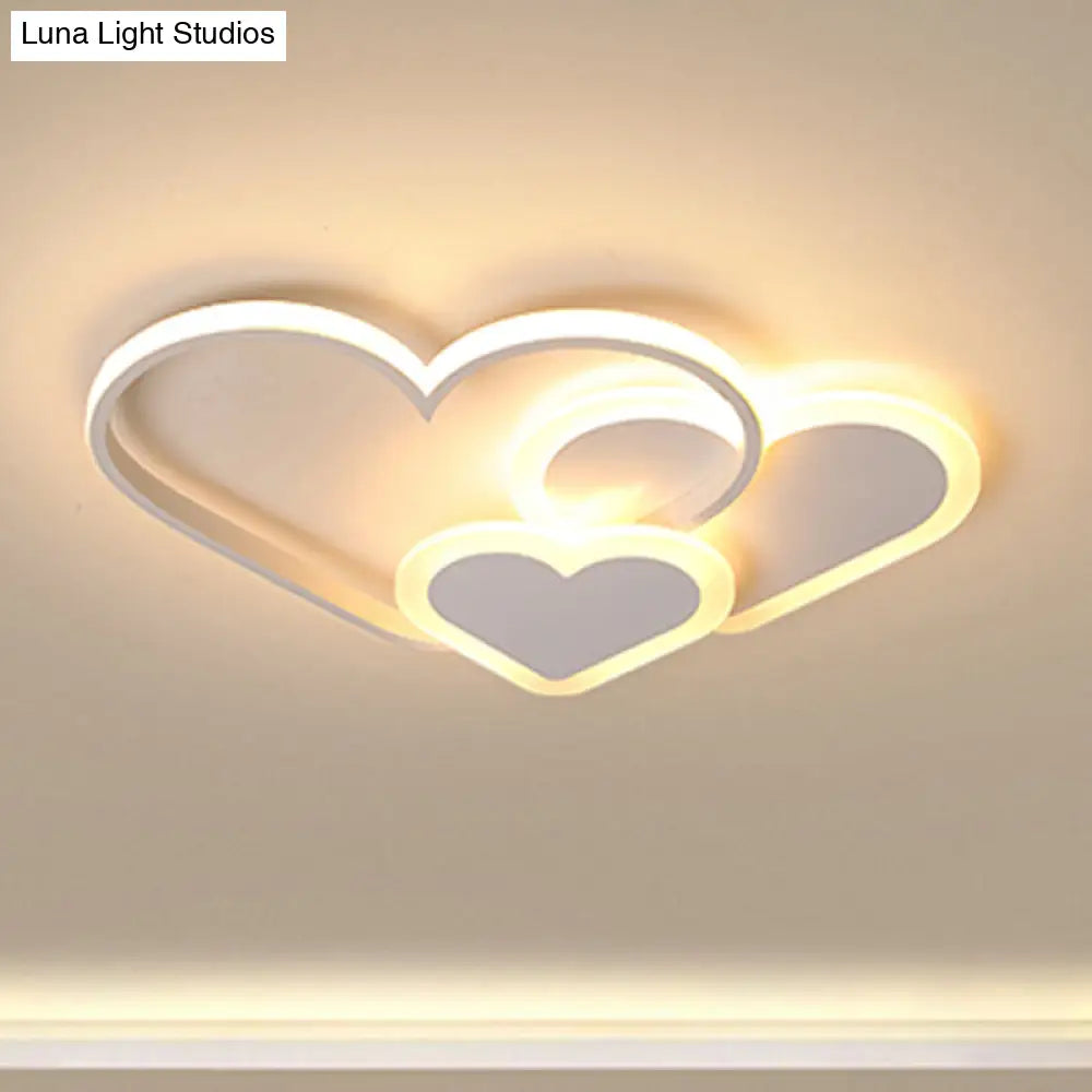 Stylish Heart Ceiling Light For Kindergarten With Acrylic Led Flush Mount White / Warm