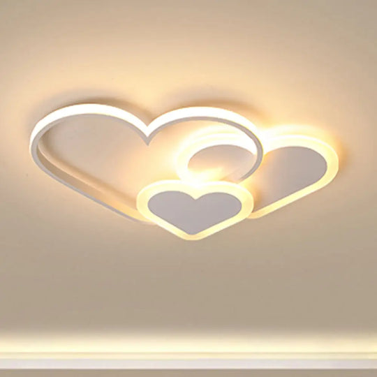 Stylish Heart Ceiling Light For Kindergarten With Acrylic Led Flush Mount White / Warm