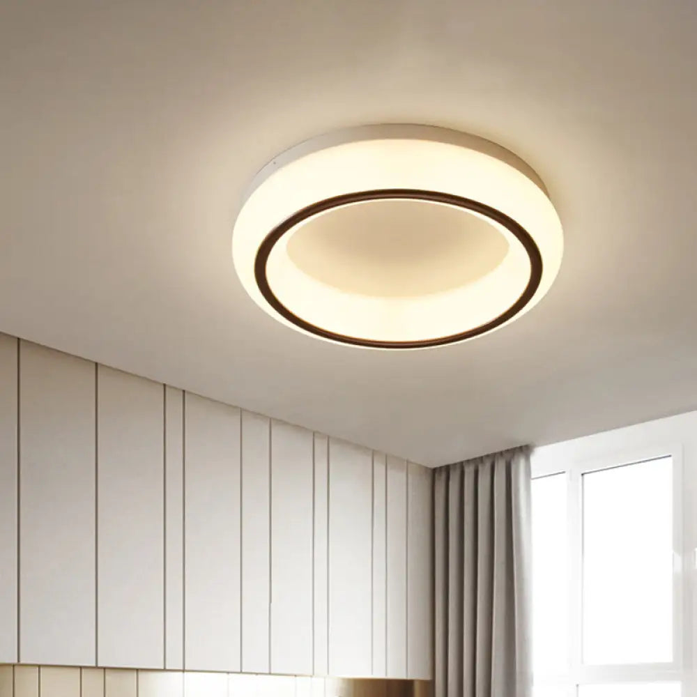 Stylish Hoop Acrylic Led Ceiling Lamp In Black & White For Bedroom