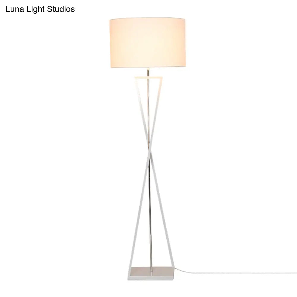 Stylish Hourglass Metal Floor Lamp With Artistic Drum Shade - Perfect For Living Rooms