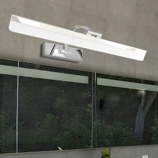 Stylish Integrated Led Nickel Finish Wall Vanity Lamp Warm/White Light Acrylic Rectangular Design