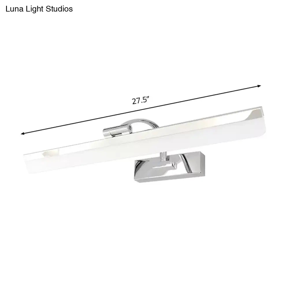 Stylish Integrated Led Nickel Finish Wall Vanity Lamp Warm/White Light Acrylic Rectangular Design