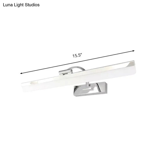 Stylish Integrated Led Nickel Finish Wall Vanity Lamp Warm/White Light Acrylic Rectangular Design