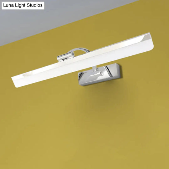 Stylish Integrated Led Nickel Finish Wall Vanity Lamp Warm/White Light Acrylic Rectangular Design