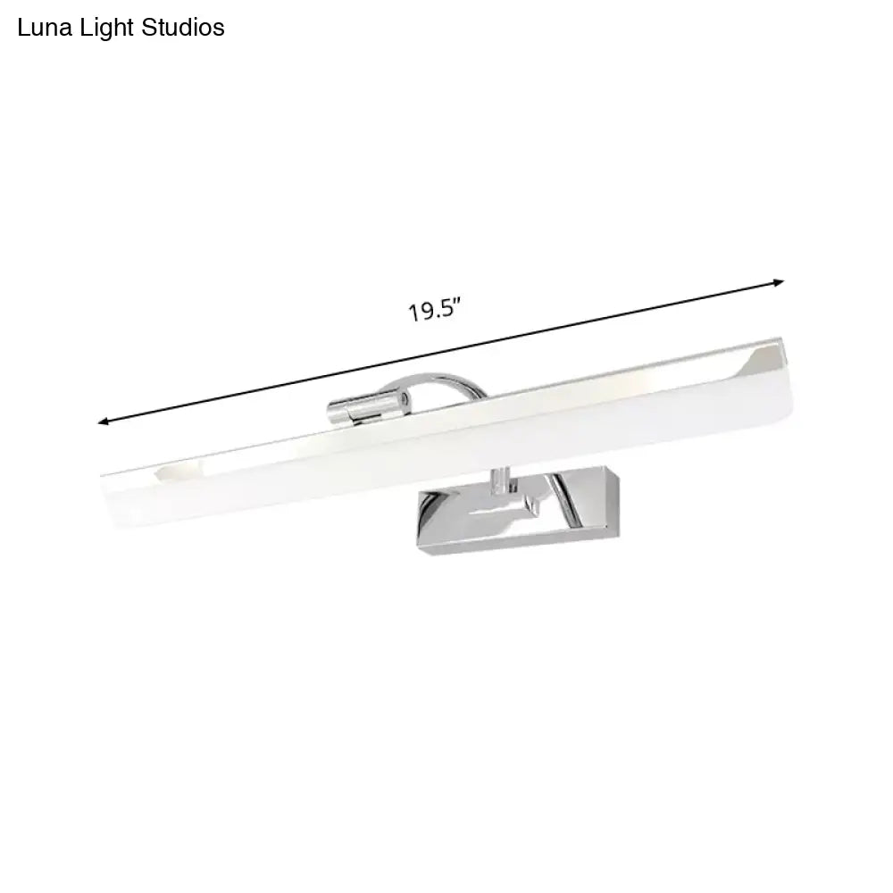 Stylish Integrated Led Nickel Finish Wall Vanity Lamp Warm/White Light Acrylic Rectangular Design