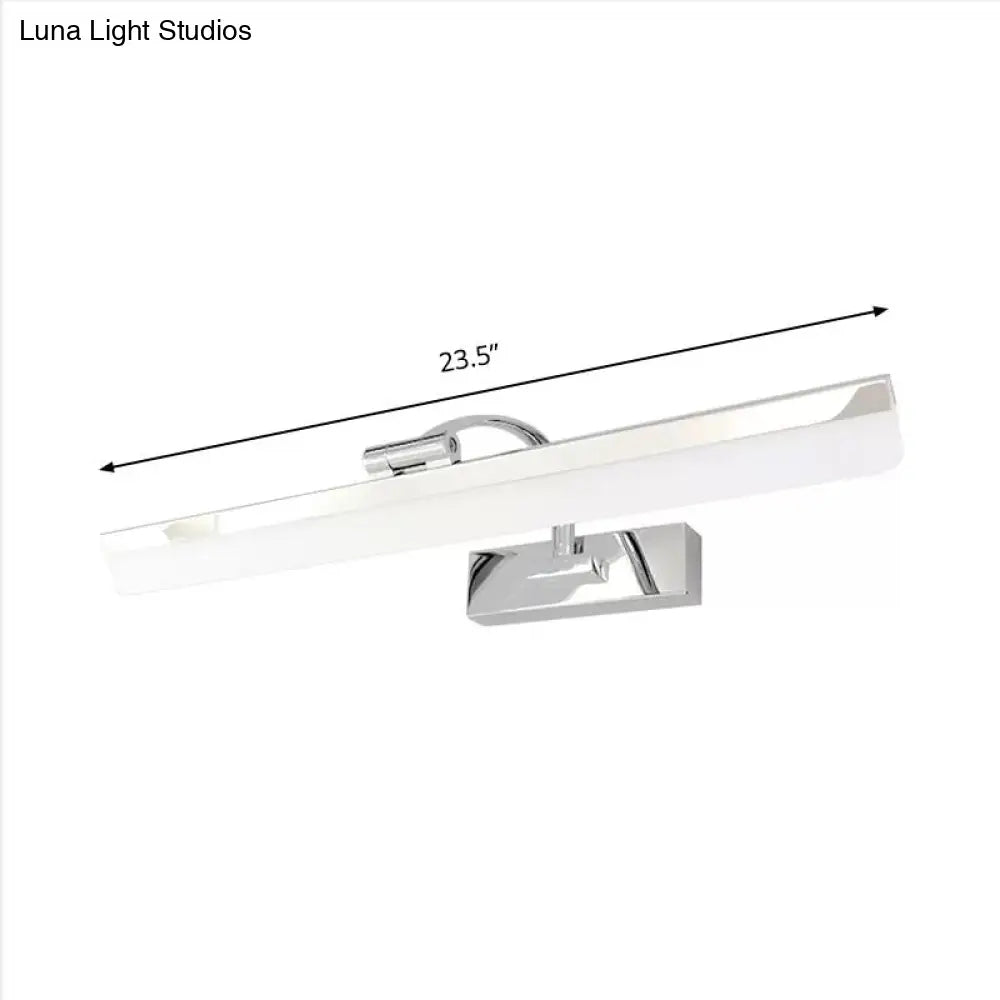 Stylish Integrated Led Nickel Finish Wall Vanity Lamp Warm/White Light Acrylic Rectangular Design