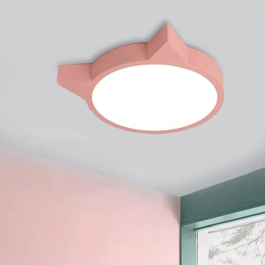 Stylish Kitten Macaron Ceiling Light - Acrylic Candy Colored Flush Mount For Kids’ Bedroom Pink /