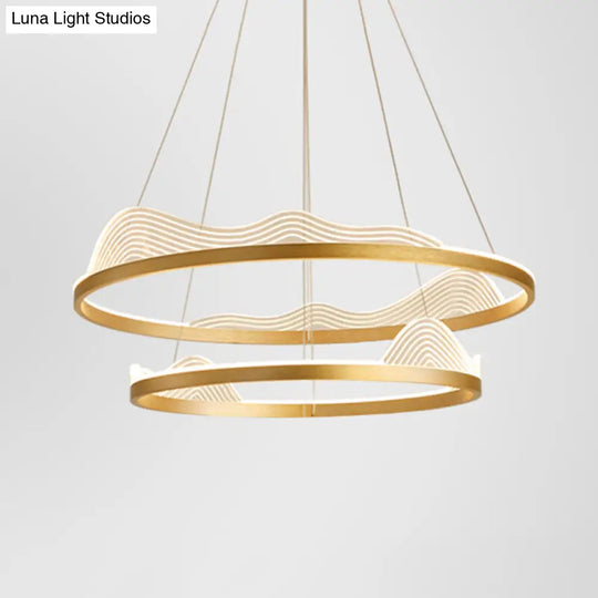 Modern Round Hanging Chandelier With Metal Suspension And Lace Decoration - Ideal For Living Room