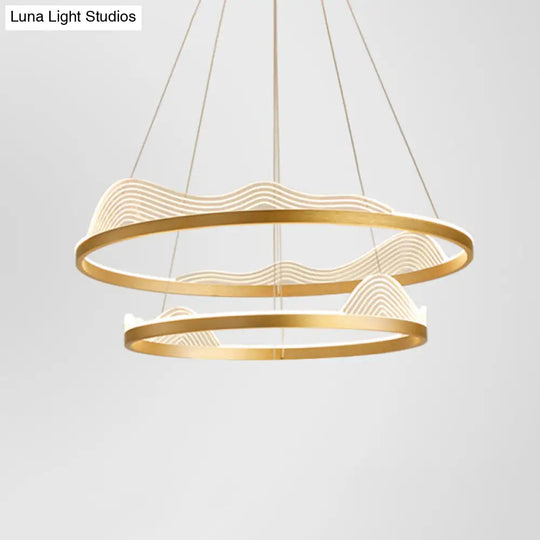 Modern Round Hanging Chandelier With Metal Suspension And Lace Decoration - Ideal For Living Room