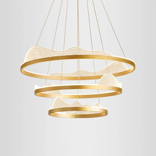 Stylish Lace-Adorned Metal Chandelier: Ultra-Modern Suspension Lighting For Living Room Gold /