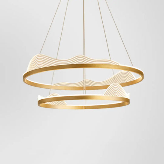 Stylish Lace-Adorned Metal Chandelier: Ultra-Modern Suspension Lighting For Living Room Gold /