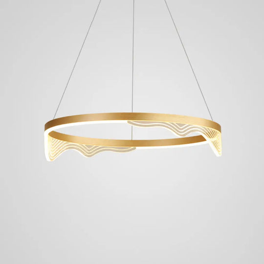 Stylish Lace-Adorned Metal Chandelier: Ultra-Modern Suspension Lighting For Living Room Gold / 23.5’