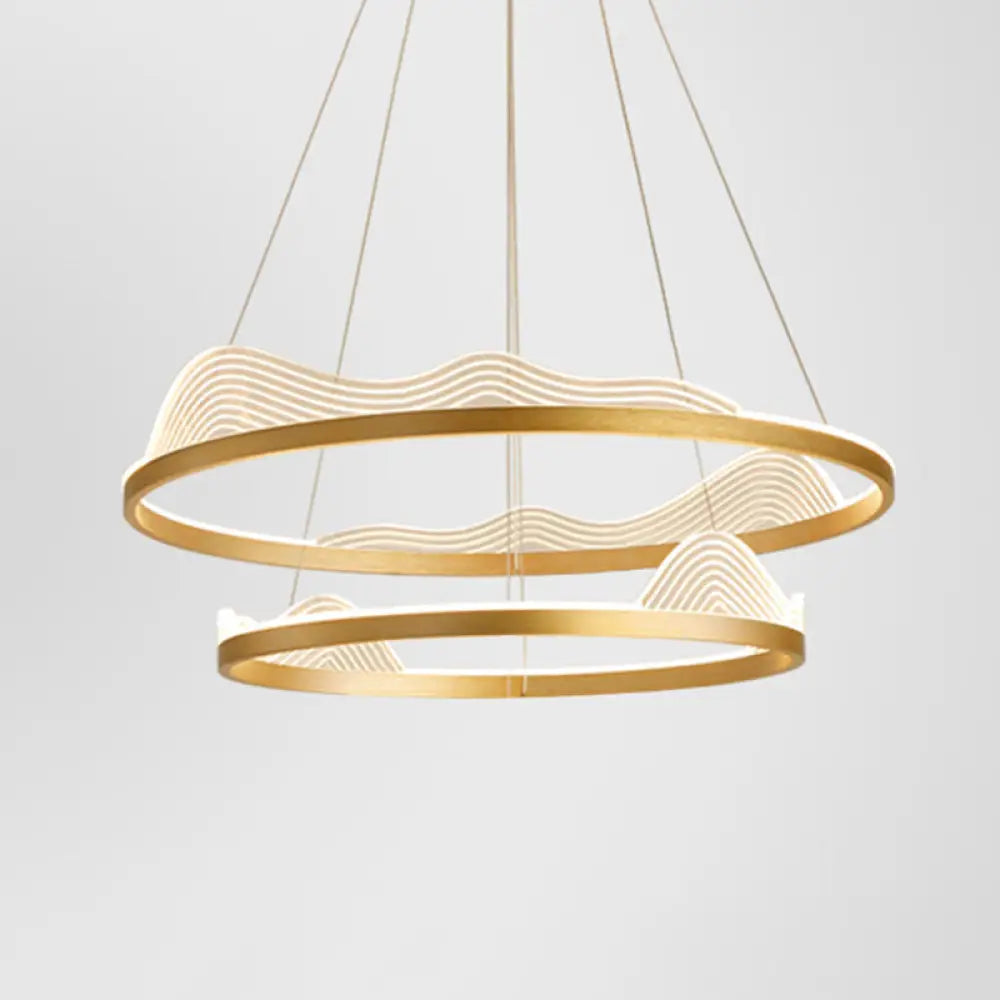 Stylish Lace-Adorned Metal Chandelier: Ultra-Modern Suspension Lighting For Living Room Gold /