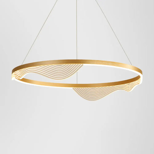 Stylish Lace-Adorned Metal Chandelier: Ultra-Modern Suspension Lighting For Living Room Gold / 31.5’