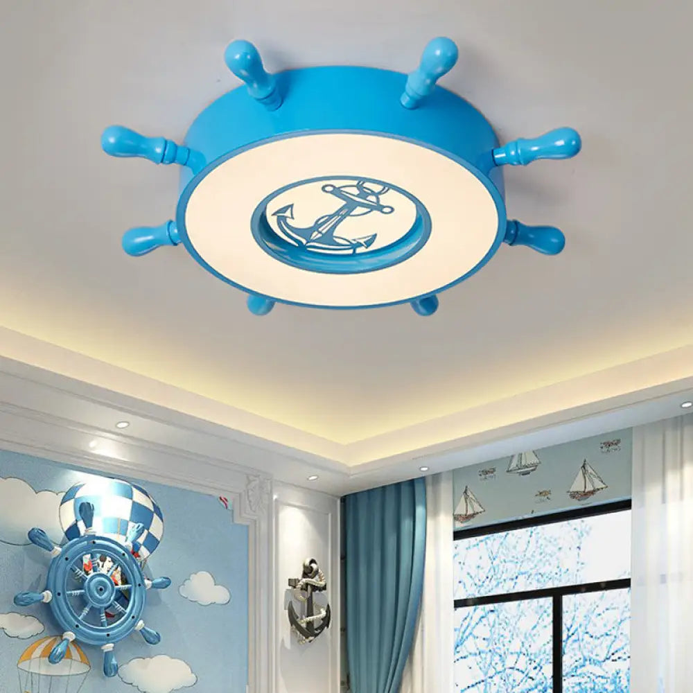 Stylish Led Blue Ceiling Light With Rudder Acrylic Shade For Bedroom Flush Mount
