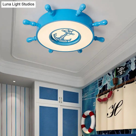 Stylish Led Blue Ceiling Light With Rudder Acrylic Shade For Bedroom Flush Mount