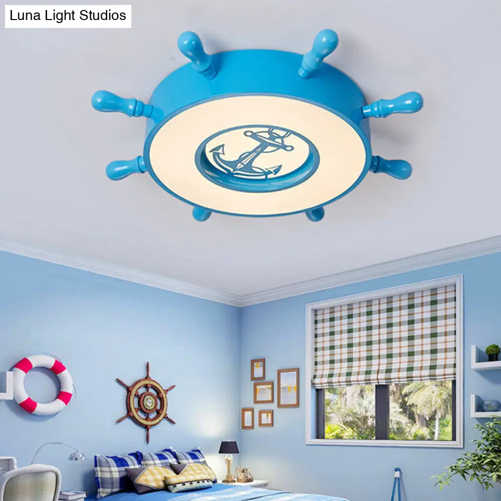 Stylish Led Blue Ceiling Light With Rudder Acrylic Shade For Bedroom Flush Mount