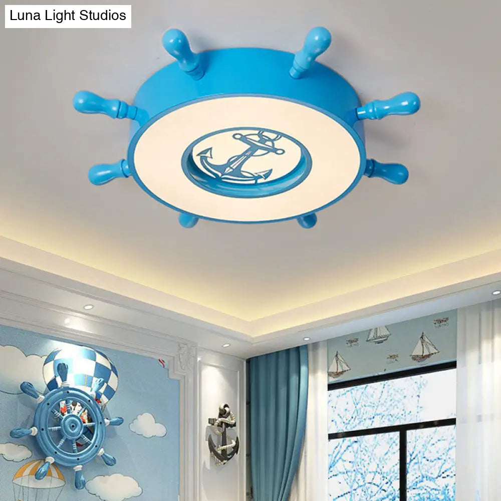 Stylish Led Blue Ceiling Light With Rudder Acrylic Shade For Bedroom Flush Mount