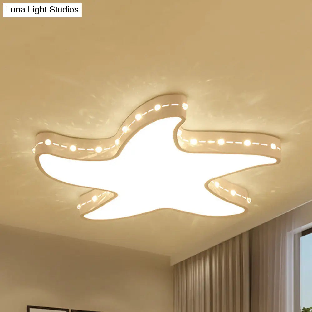 Stylish Led Ceiling Lamp In White For Baby Room With Starfish Design