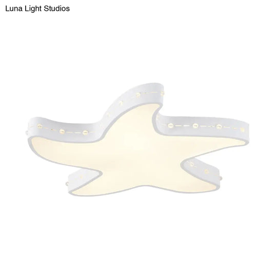 Stylish Led Ceiling Lamp In White For Baby Room With Starfish Design / Warm