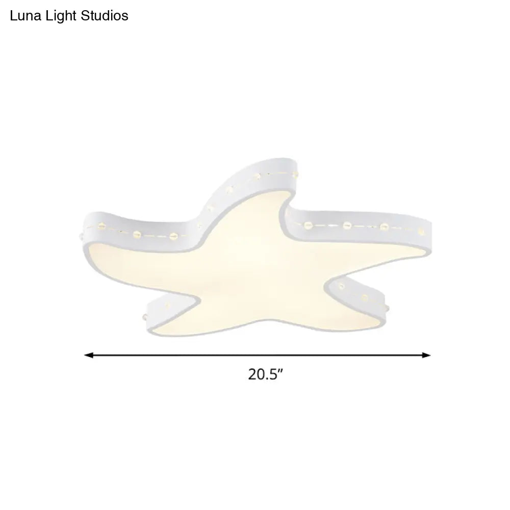 Stylish Led Ceiling Lamp In White For Baby Room With Starfish Design