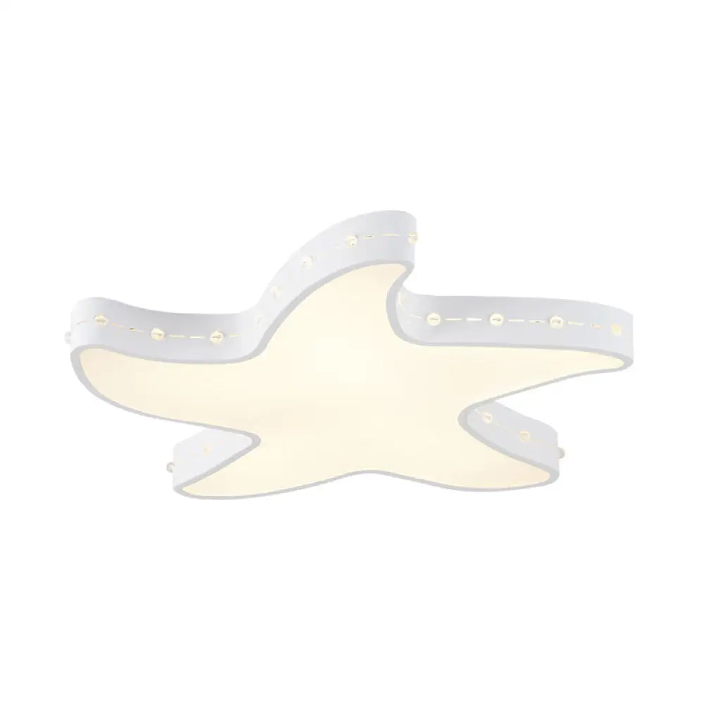 Stylish Led Ceiling Lamp In White For Baby Room With Starfish Design / Warm