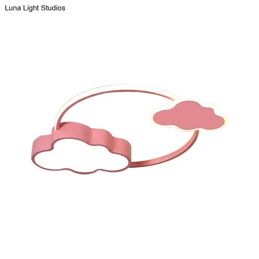 Stylish Led Flush Mount Light In Pink/White With Aluminum & Acrylic Design And Charming