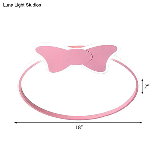 Stylish Led Flush Mount Light In Pink/White With Aluminum & Acrylic Design And Charming