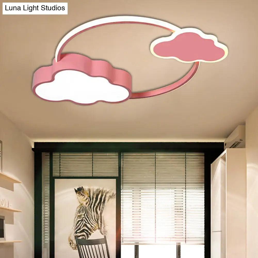 Stylish Led Flush Mount Light In Pink/White With Aluminum & Acrylic Design And Charming