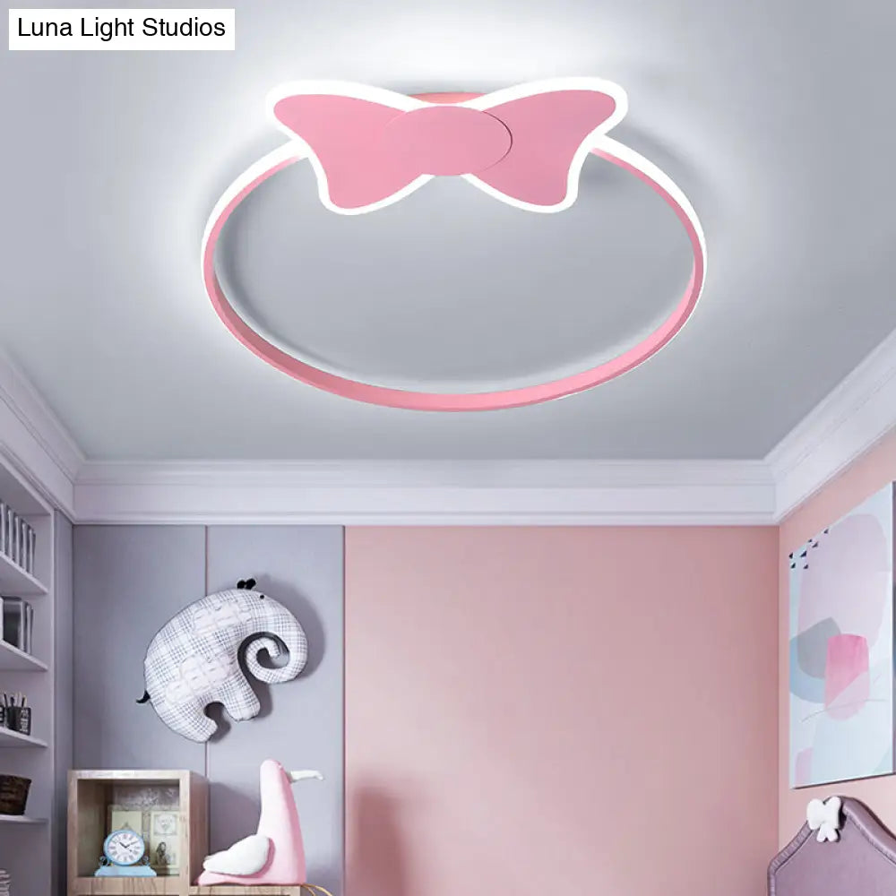 Stylish Led Flush Mount Light In Pink/White With Aluminum & Acrylic Design And Charming