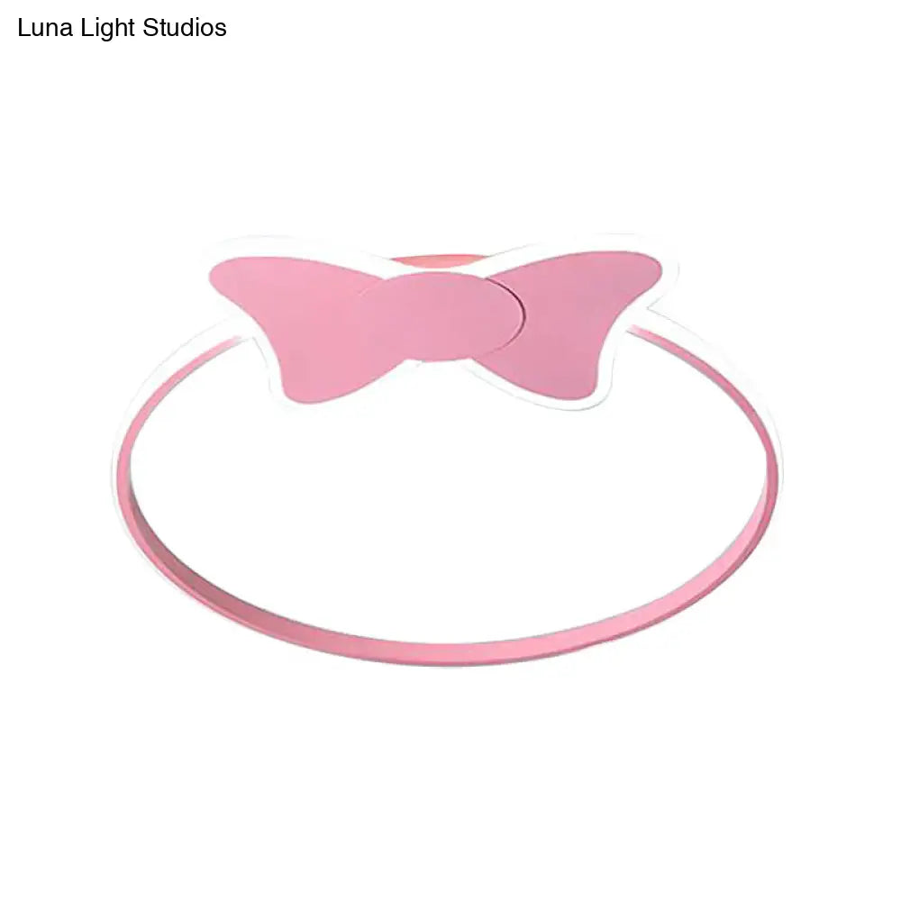 Stylish Led Flush Mount Light In Pink/White With Aluminum & Acrylic Design And Charming