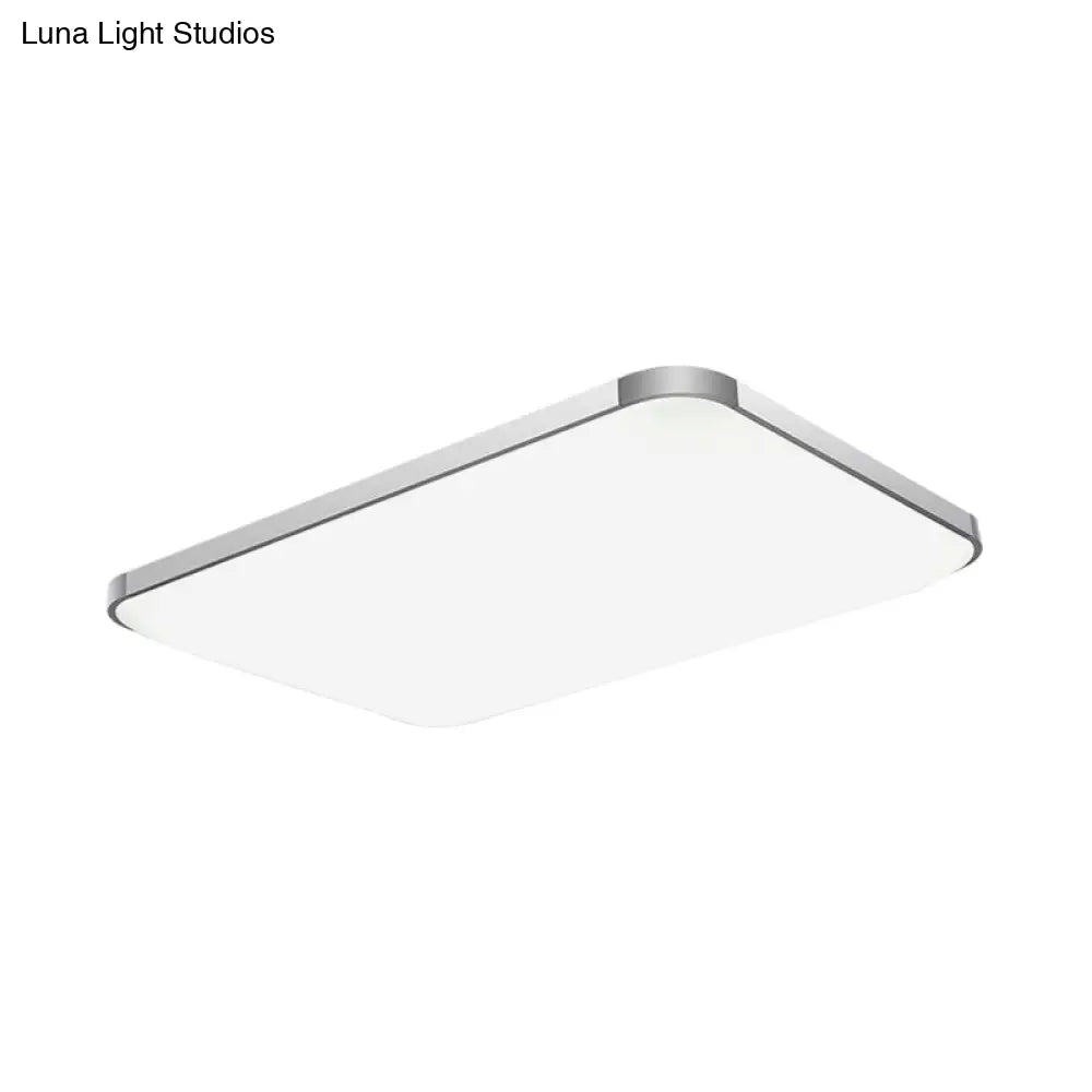 Stylish Led Flush Mount Light - Rectangular 25.5/32 Width Sliver Finish Ideal For Living Room