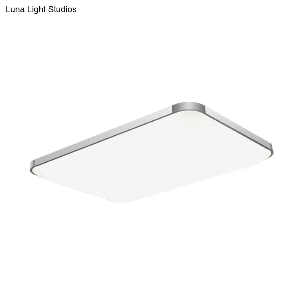 Stylish Led Flush Mount Light - Rectangular 25.5’/32’ Width Sliver Finish Ideal For Living Room