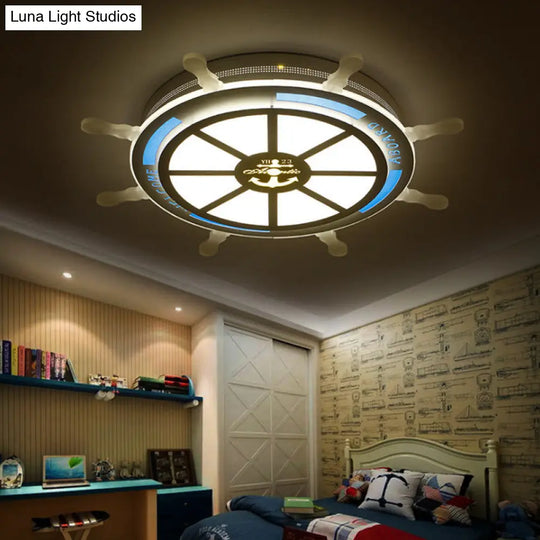 Stylish Led Living Room Flush Mount Lamp With Acrylic Shade - Cartoon Design In White Warm/White