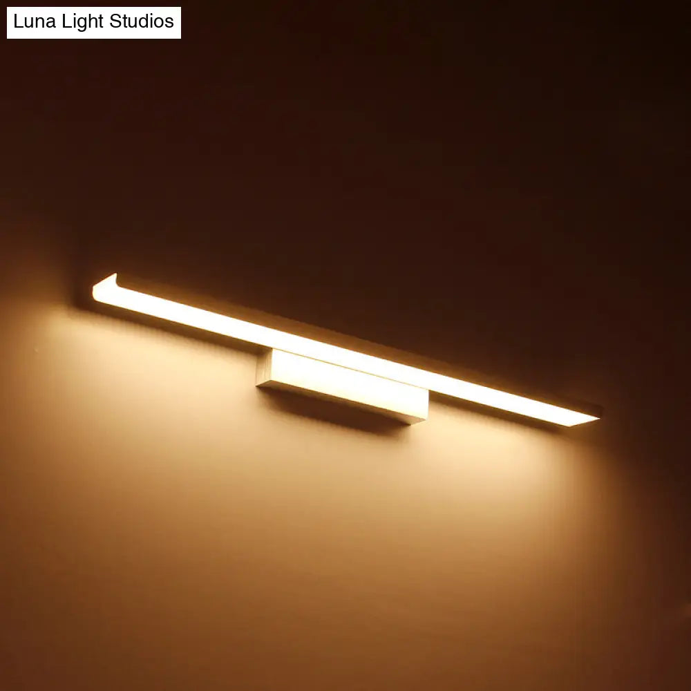 Stylish Linear Led Vanity Sconce: Wall-Mounted Silver/Black Lamp With Acrylic Shade In Warm/White