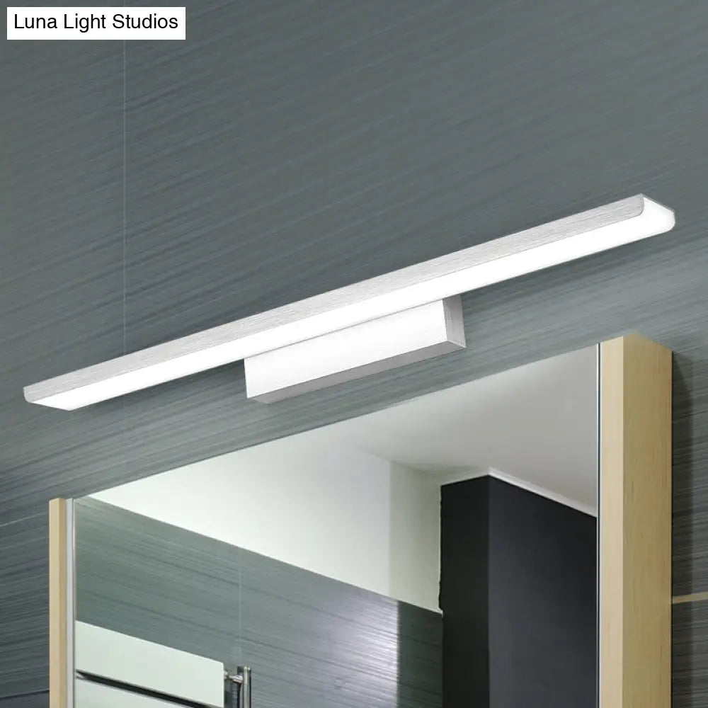 Stylish Linear Led Vanity Sconce: Wall-Mounted Silver/Black Lamp With Acrylic Shade In Warm/White