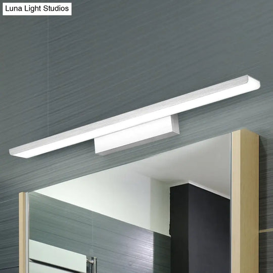 Stylish Linear Led Vanity Sconce: Wall-Mounted Silver/Black Lamp With Acrylic Shade In Warm/White