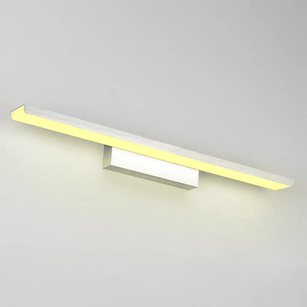 Stylish Linear Led Vanity Sconce: Wall-Mounted Silver/Black Lamp With Acrylic Shade In Warm/White