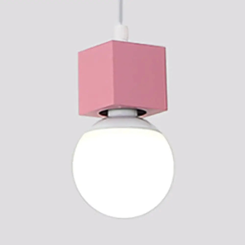 Stylish Loft Bare Bulb Ceiling Hanging Light - Metallic Pendant Lighting With Square Design In