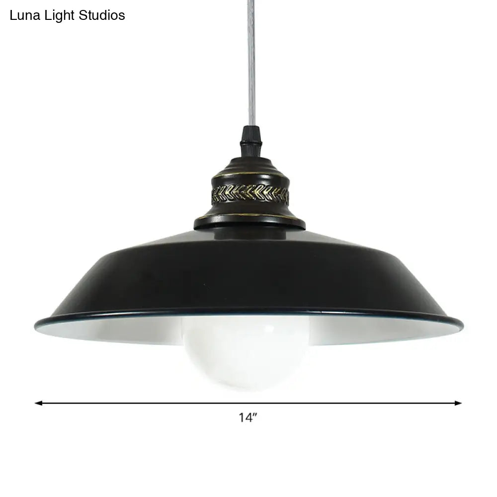 Stylish Barn Loft Ceiling Pendant Light - Metallic Black 10/14 Diameter