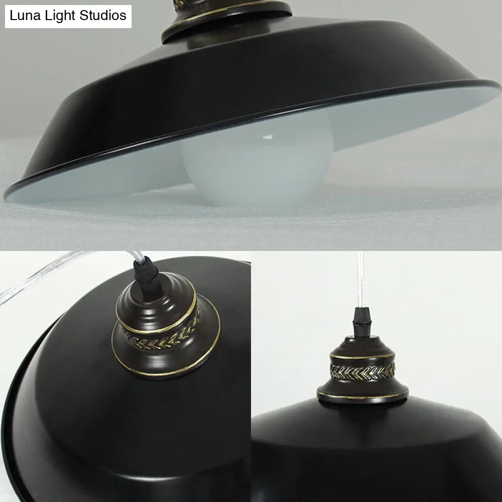 Stylish Barn Loft Ceiling Pendant Light - Metallic Black 10/14 Diameter