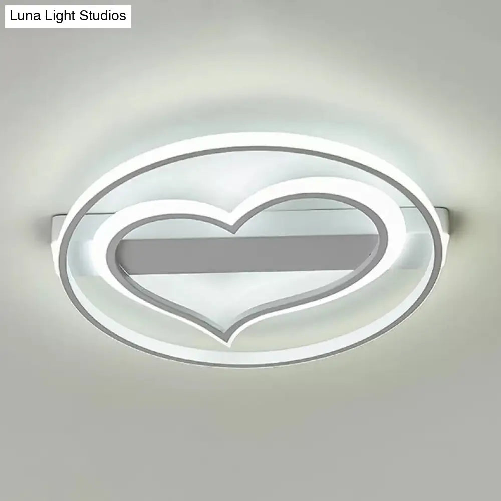 Stylish Loving Heart Acrylic Flush Ceiling Light For Study Room - Modern Design White / 16