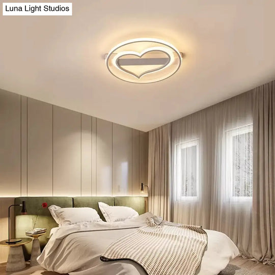 Stylish Loving Heart Acrylic Flush Ceiling Light For Study Room - Modern Design